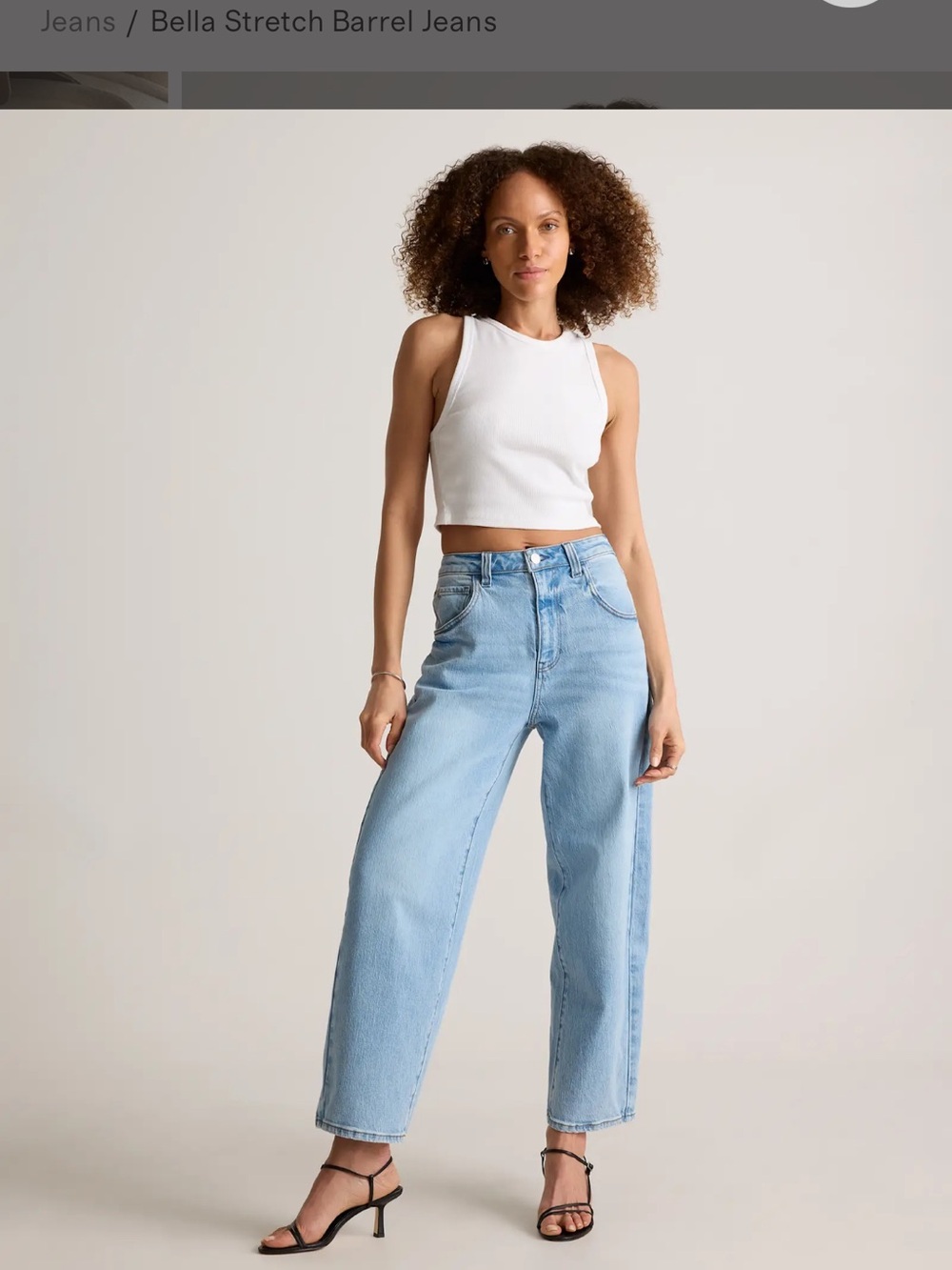 Quince Light Blue High-Rise Barrel Jeans - Women Bella High Rise Barrel